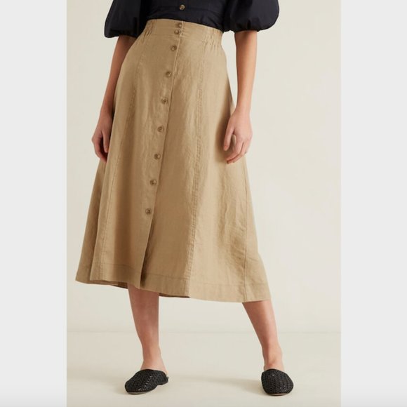 Seed Heritage Dresses & Skirts - SOLD Seed Heritage Beige French Linen Flowing Skirt 6